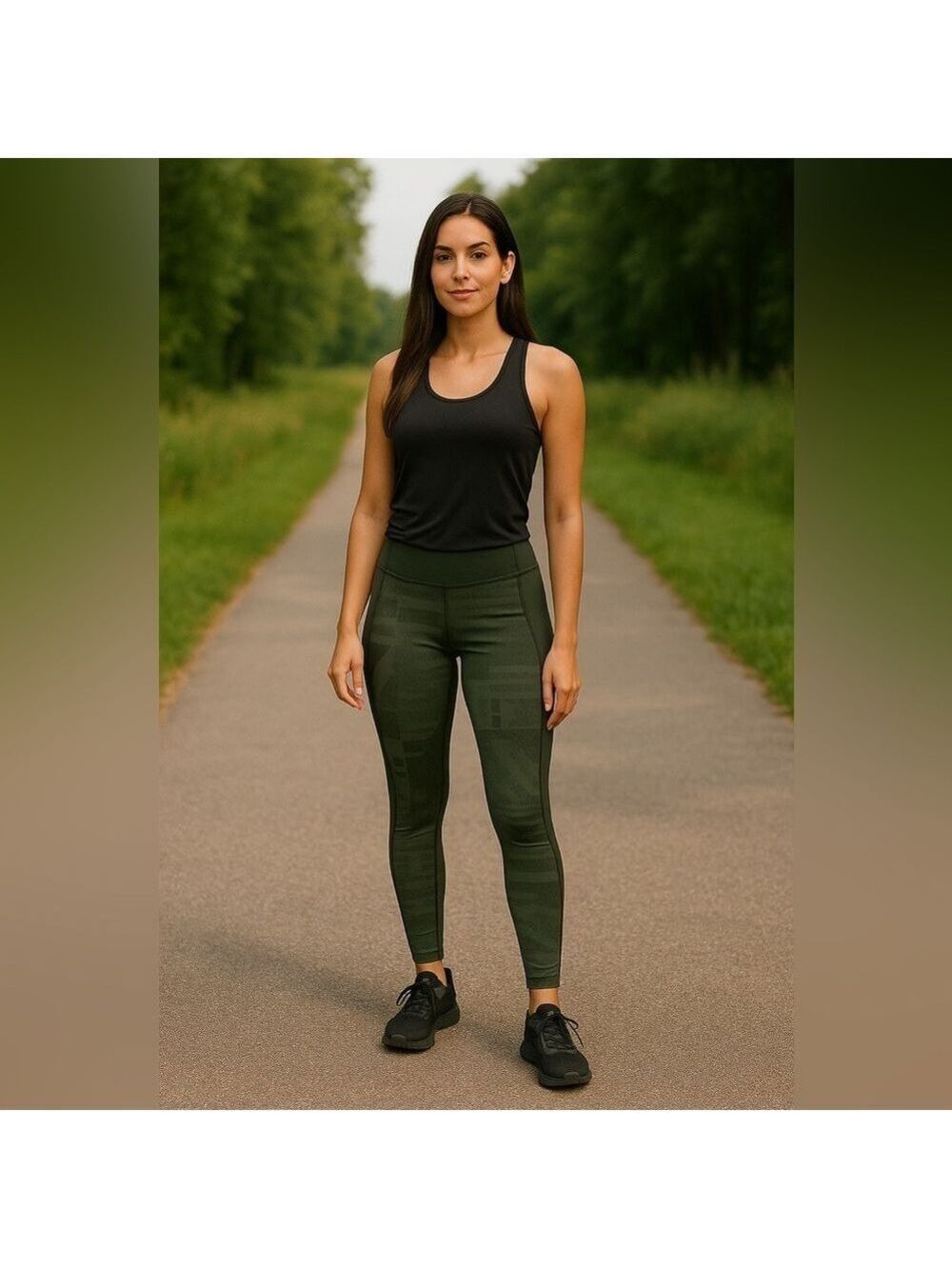 Under Armour Army Green High-Rise Leggings | Abstract Print | Size S